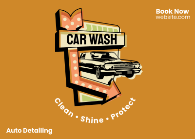 Car Wash Signage Postcard Image Preview