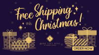Modern Christmas Free Shipping Facebook Event Cover Design