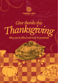 Vintage Happy Thanksgiving Poster Image Preview