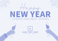 Cheers To New Year Postcard Design