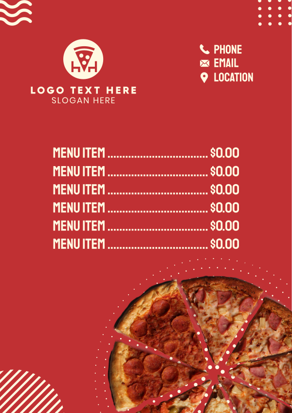 Memphis Pizza Menu Design Image Preview