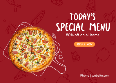 Today's Special Pizza Postcard Image Preview