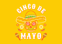 Happy Cinco De Mayo Skull Postcard Design