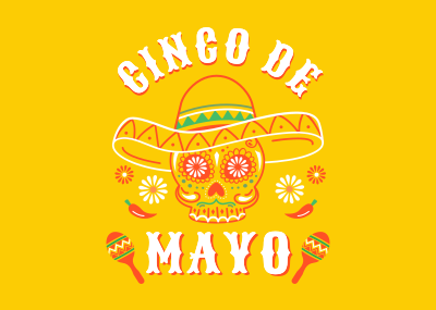 Happy Cinco De Mayo Skull Postcard Image Preview
