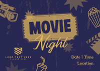 Retro Movie Night Postcard Design