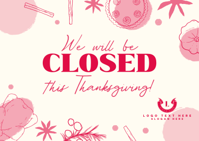 We're Closed this Thanksgiving Postcard Image Preview