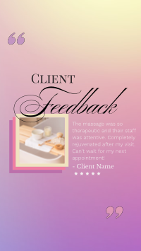 Spa Client Feedback YouTube short Image Preview