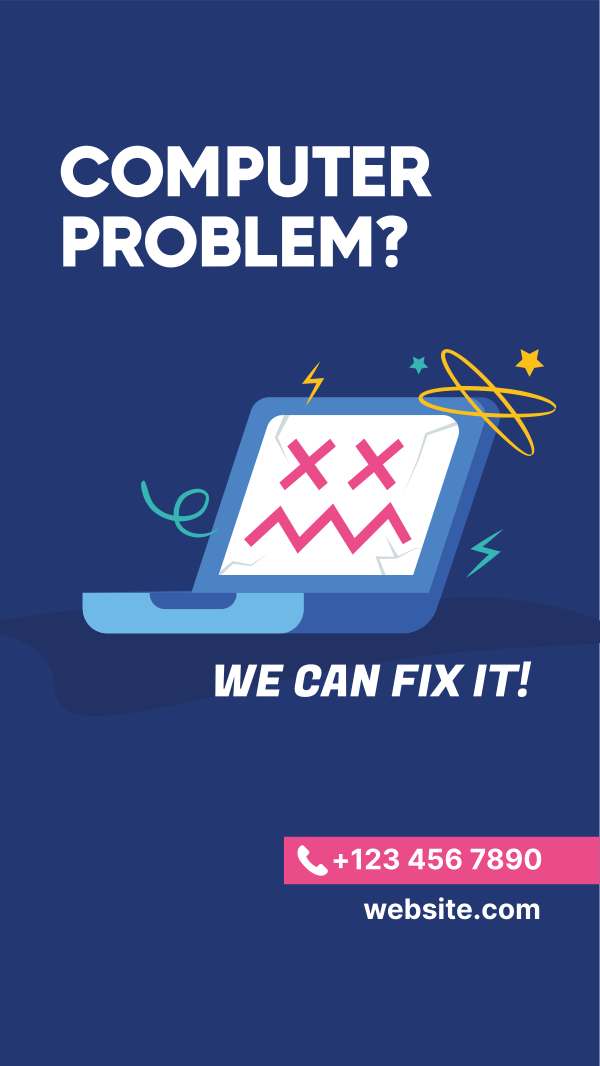 Computer Problem Repair Instagram Story Design Image Preview