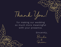 Minimal Floral Wedding Thank You Card Design