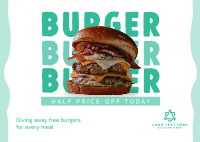 Free Burger Special Postcard Image Preview