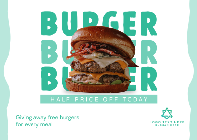 Free Burger Special Postcard Image Preview