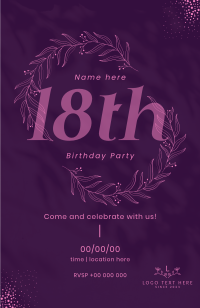 Floral Birthday Invitation Image Preview