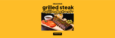 Delicious Grilled Steak Twitter header (cover) Image Preview