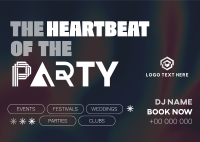Typographic Party DJ Postcard Design