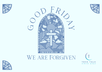 Good Friday Stained Glass Postcard Image Preview