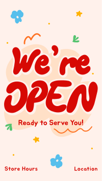 We're Open Doodles Video Image Preview