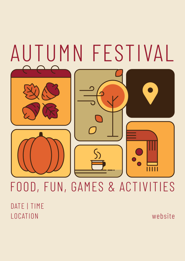 Fall Festival Calendar Poster Design Image Preview
