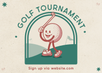 Retro Golf Tournament Postcard Design