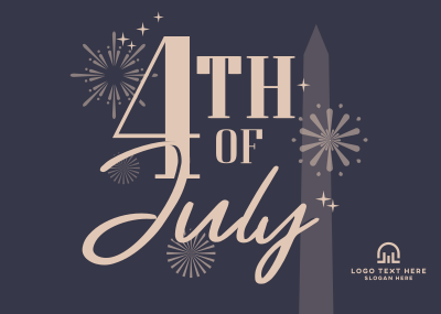4th of July Text Postcard Image Preview