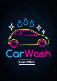 Neon sign Car wash Flyer Image Preview