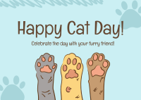 Cat Day Paws Postcard Image Preview