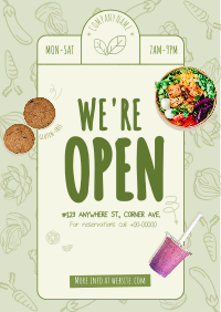 Vegan Monoline  Now Open Flyer Design