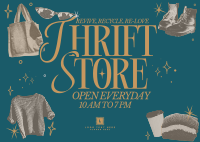 Retro Thrift Shop Postcard Design