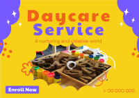 Cloudy Daycare Service Postcard Design