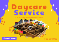 Cloudy Daycare Service Postcard Image Preview