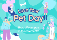 Quirky Pet Love Postcard Design