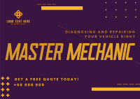 Abstract Professional Motor Mechanic Postcard Design