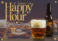 Modern St. Patrick's Day Happy Hour Postcard Design