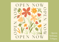 Open Flower Shop Postcard Design