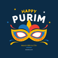 Purim Mask Instagram Post Design