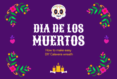 Floral Dia De Los Muertos Pinterest board cover Image Preview