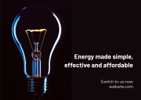 Energy Light Bulb Postcard Design