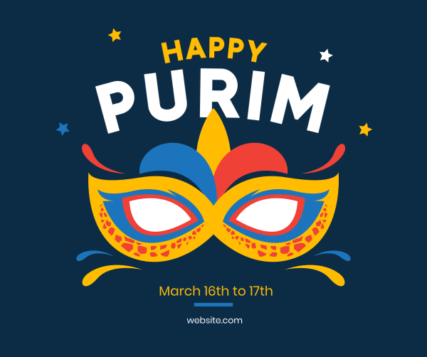 Purim Mask Facebook Post Design