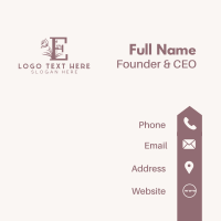 Floral Wellness Spa Letter E Business Card Design