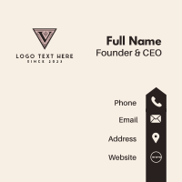 Etched Triangle Letter V Business Card Design
