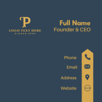 Gold Generic Brand Letter P  Business Card Design