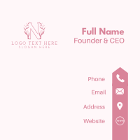 Pink Nature Letter N Business Card Design