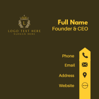 Gold Floral Crown Crest Business Card Design