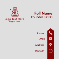 Red Simple Metronome  Business Card Design