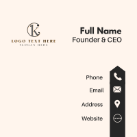 Elegant Jewelry Letter CK Business Card Design