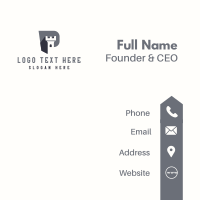 Castle Fortress Security Letter P Business Card Design