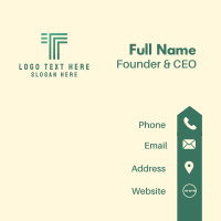 Green Stripe Letter T Business Card Design