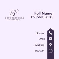 Calligraphy Letter F Business Card Design