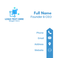 Blue Digital Tech Squares Business Card Design