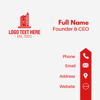 Red Tower City Building Business Card Design