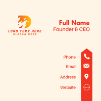 Orange Fire Letter D Business Card Design